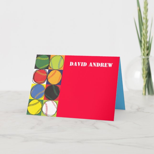 Retro Baseball Themed Thank You Card (Front)