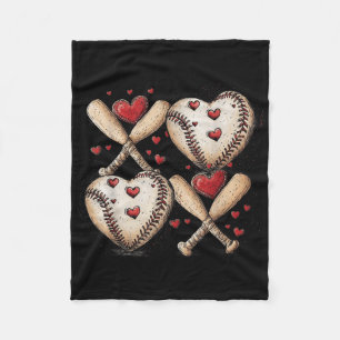Retro Baseball Valentines Day Xoxo Funny Kids Boys Fleece Blanket