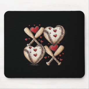 Retro Baseball Valentines Day Xoxo Funny Kids Boys Mouse Mat
