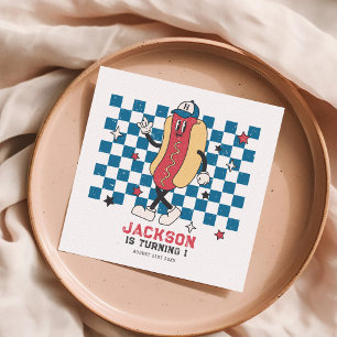 Retro Baseball Vibes Boy Birthday Party Napkin