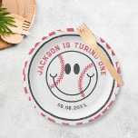 Retro Baseball Vibes Boy Birthday Party Paper Plate<br><div class="desc">Retro Baseball Vibes Boy Birthday Party Paper Plates</div>