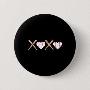 Retro Baseball Xo Valentines Day Hugs Kisses Adult 6 Cm Round Badge