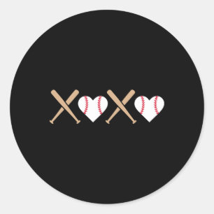 Retro Baseball Xo Valentines Day Hugs Kisses Adult Classic Round Sticker