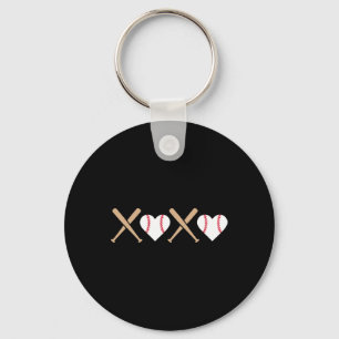 Retro Baseball Xo Valentines Day Hugs Kisses Adult Key Ring