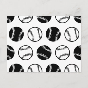 Retro Baseballs Pattern Sports Art CUSTOM BG COLOR Postcard