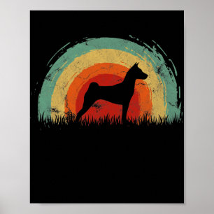 Retro Basenji Vintage Rainbow Dog Men Women  Poster