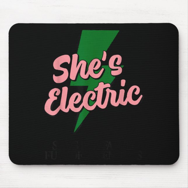 Retro Basic Lightning Quote She Electric Funny Sim Mouse Mat (Front)