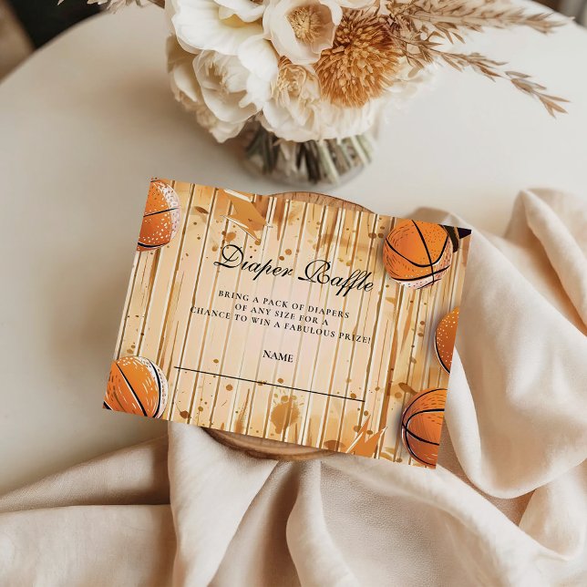 Retro Basketball Baby Shower Diapper Raffle Enclosure Card (Creator Uploaded)
