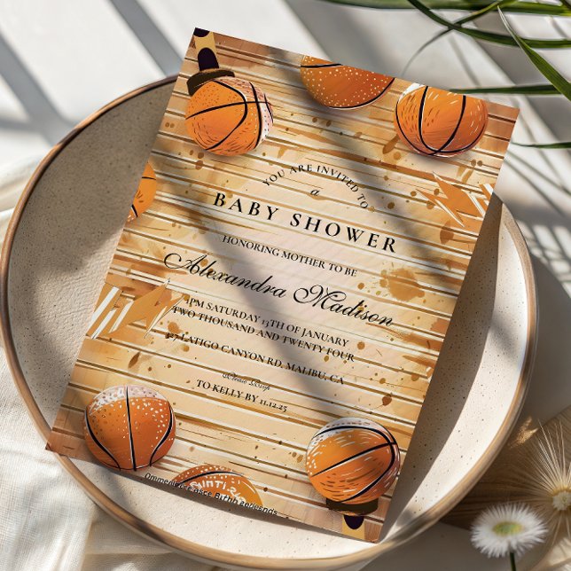 Retro Basketball Baby Shower Invitation (Creator Uploaded)