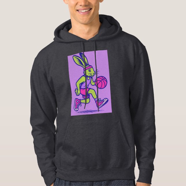 Retro Basketball Bunny Hoodie (Front)