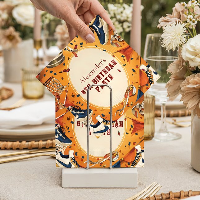 Retro Basketball Court Birthday Napkin (Creator Uploaded)