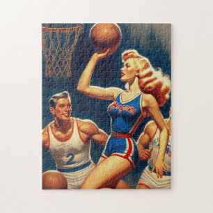 Retro Basketball Illustration Jigsaw Puzzle