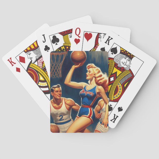 Retro Basketball Illustration Playing Cards (Back)