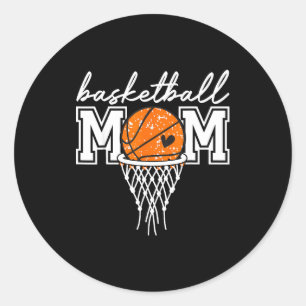 Retro basketball mum mama funny mum game day sport classic round sticker