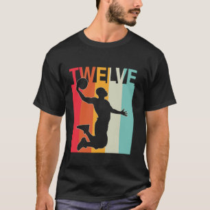 Retro Basketball Player 12 Years Gifts for Men Boy T-Shirt