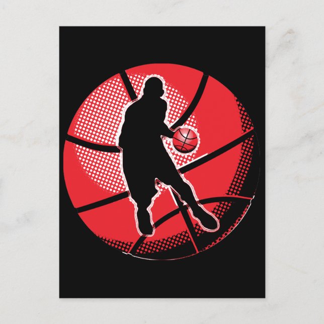 Retro Basketball Player Ball Postcard (Front)