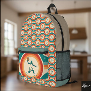 Retro Basketball Player Circle Pattern Backpack