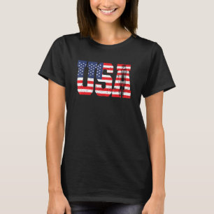 Retro Basketball Player Silhouette American Flag U T-Shirt