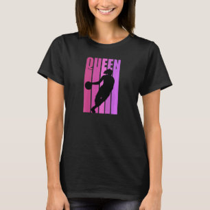 Retro Basketball Queen Womens Girls Pink Purple Co T-Shirt
