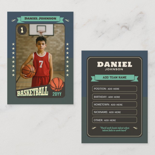 Retro Basketball Trading Card Custom Player Card (Front/Back)