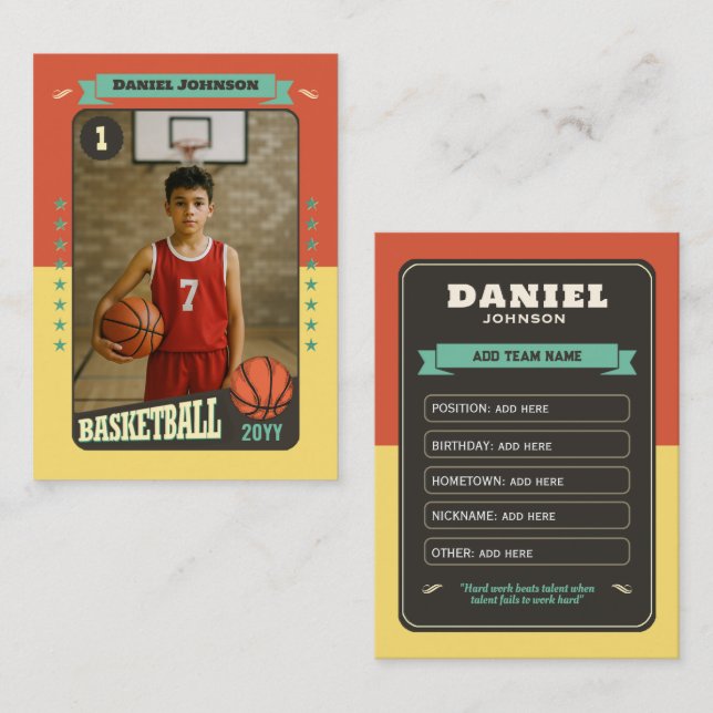 Retro Basketball Trading Card Custom Player Card (Front/Back)