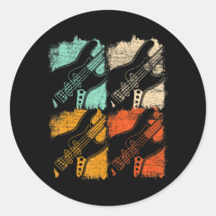 Retro Bass Guitar Classic Round Sticker