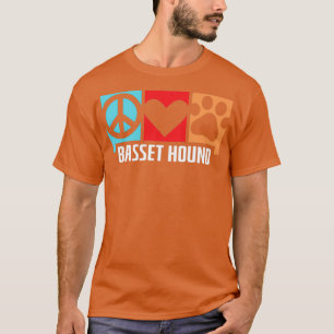 Retro Basset Hound Gift Dog Paw Animal Lover Peace T-Shirt