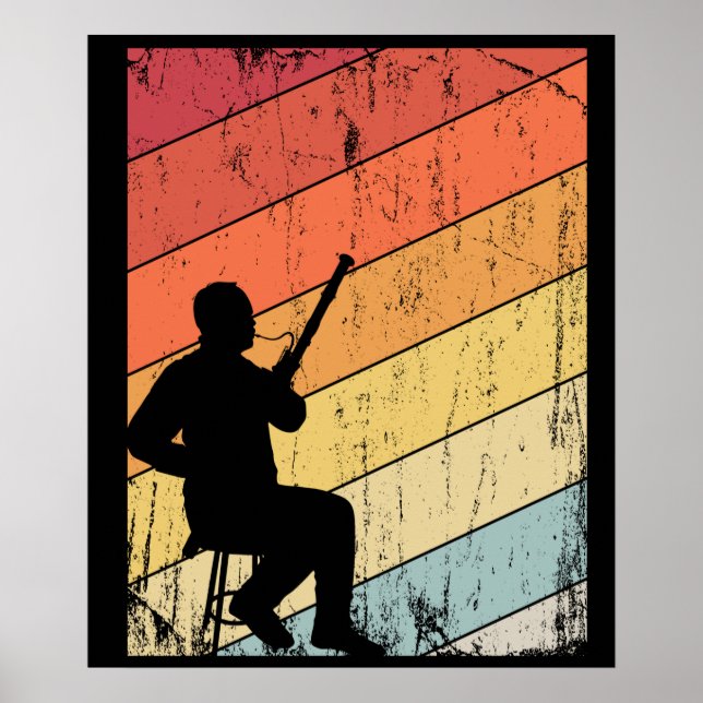 Retro Bassoon Player Gifts Jazz Music Bassoon Poster (Front)