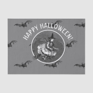 RETRO BAT AND WITCH HALLOWEEN Tissue Paper