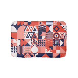 Retro Bauhaus design, colourful geometric. Bath Mat