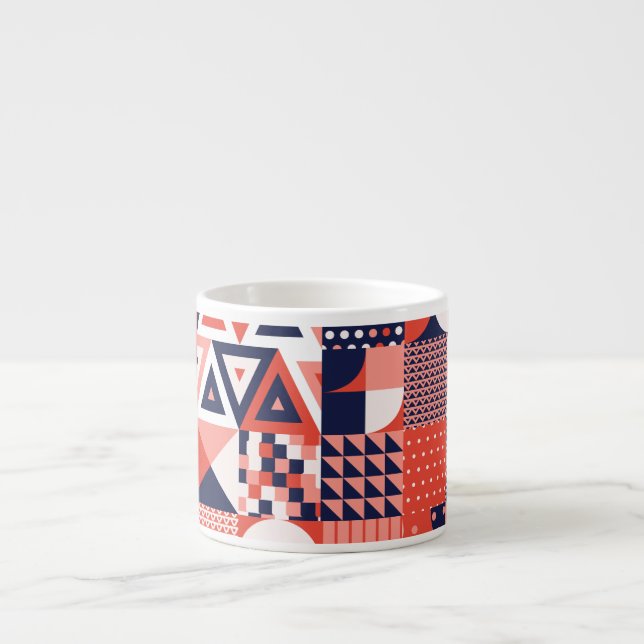 Retro Bauhaus design, colourful geometric. Espresso Cup (Front)