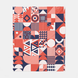Retro Bauhaus design, colourful geometric. Fleece Blanket