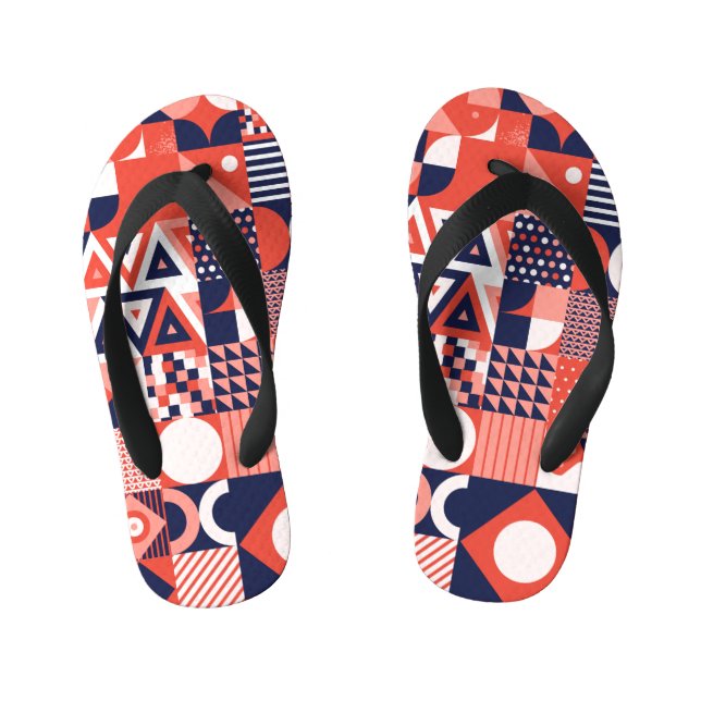 Retro Bauhaus design, colourful geometric. Kid's Flip Flops (Footbed)