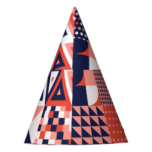 Retro Bauhaus design, colourful geometric. Party Hat