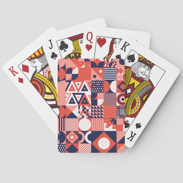 Retro Bauhaus design, colourful geometric. Playing Cards (Back)