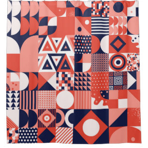 Retro Bauhaus design, colourful geometric. Shower Curtain
