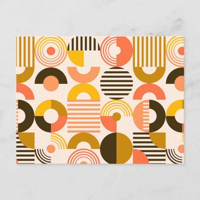 Retro Bauhaus Modern Art Circle Pattern Postcard (Front)