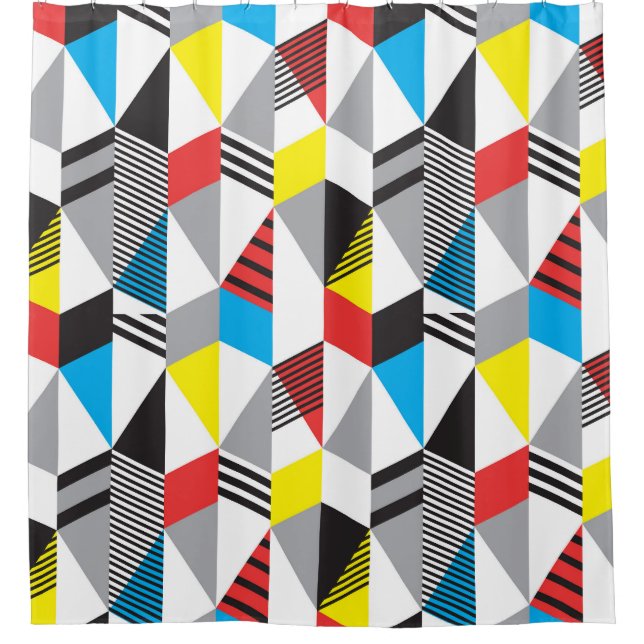 Retro Bauhaus Style: Seamless Abstract Shower Curtain (Front)