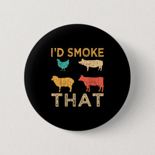Retro Bbq Id Smoke That Barbeque Funny Grilling Gi 6 Cm Round Badge