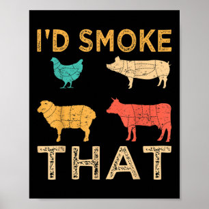 Retro Bbq Id Smoke That Barbeque Funny Grilling Gi Poster