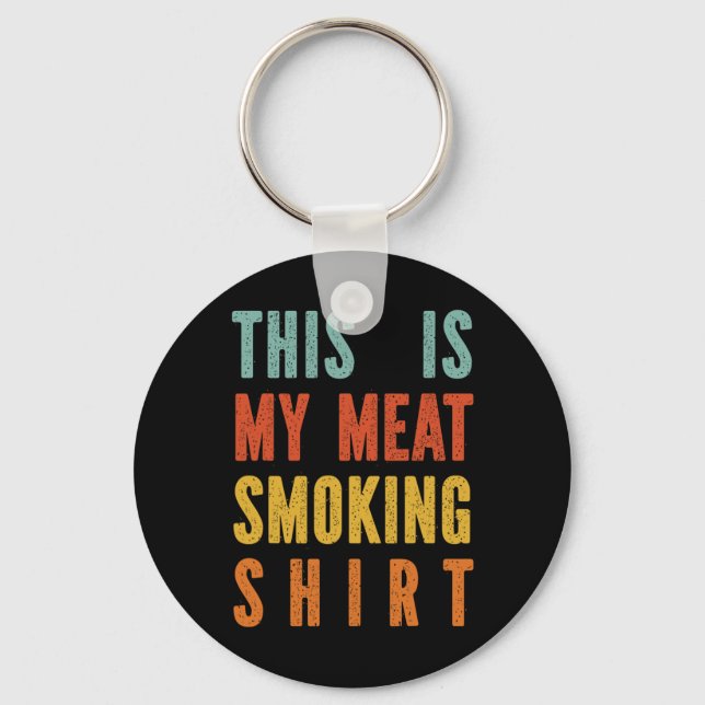 Retro Bbq My Meat Smoking  Key Ring (Front)