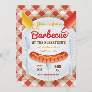 Retro BBQ Party Invitation on Gingham