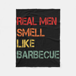 Retro Bbq Real Men Smell Like Byrbecue Smoke Funny Fleece Blanket