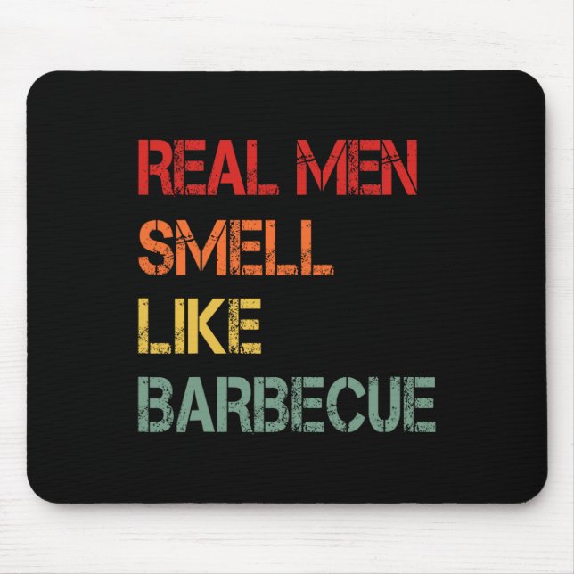 Retro Bbq Real Men Smell Like Byrbecue Smoke Funny Mouse Mat (Front)