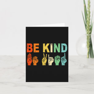 Retro Be Kind Hand Sign Asl Autism Awareness Men W Card