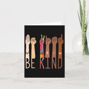 Retro Be Kind Hand Sign Language Asl Puzzle Autism Card