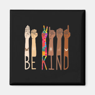 Retro Be Kind Hand Sign Language ASL Puzzle Autism Magnet