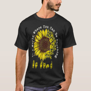 Retro Be Kind Sunflower Peace Hand Sign Mental Hea T-Shirt