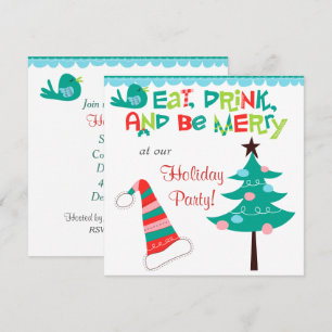 Retro Be Merry Typography Holiday Party Invitation