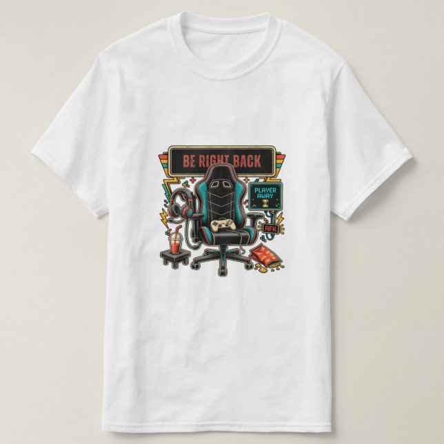 Retro Be Right Back Gaming T-Shirt (Design Front)